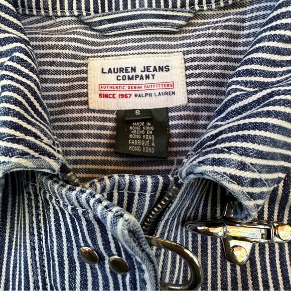 RALPH LAUREN fireman toggle closure chore coat in railroad stripe denim - Picture 5 of 10